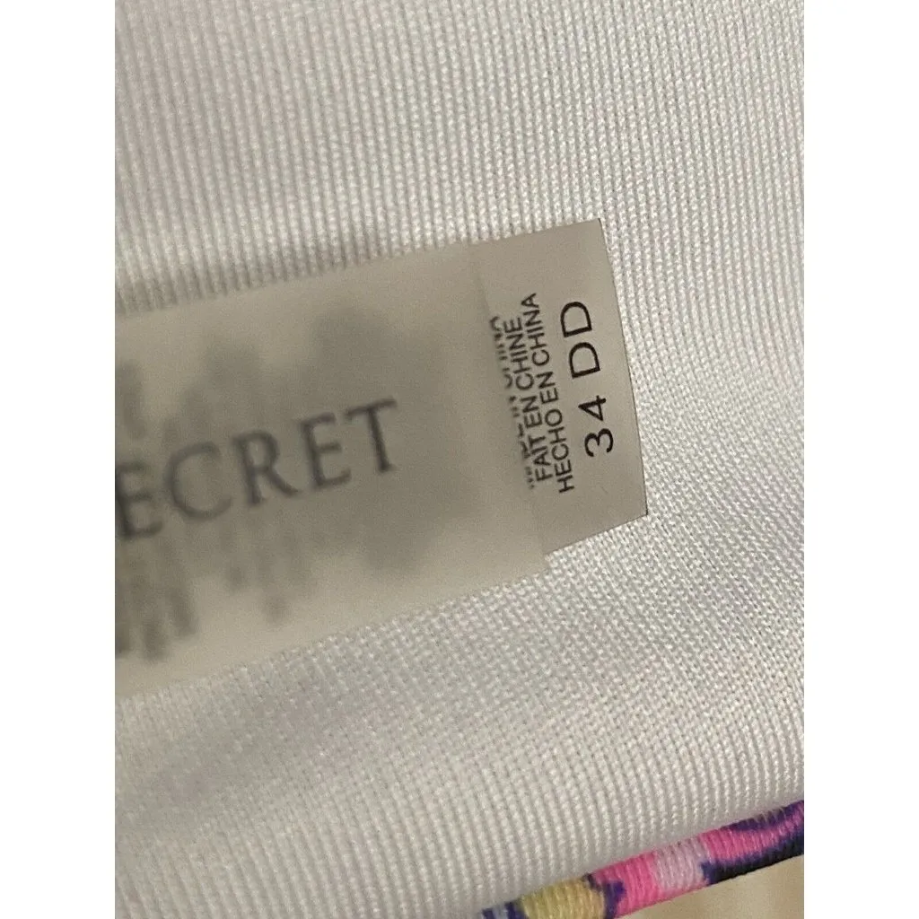 Victoria's Secret Purple Blue Pink Paisley Halter Push-Up Bikini Swim Top 34DD - Image 10