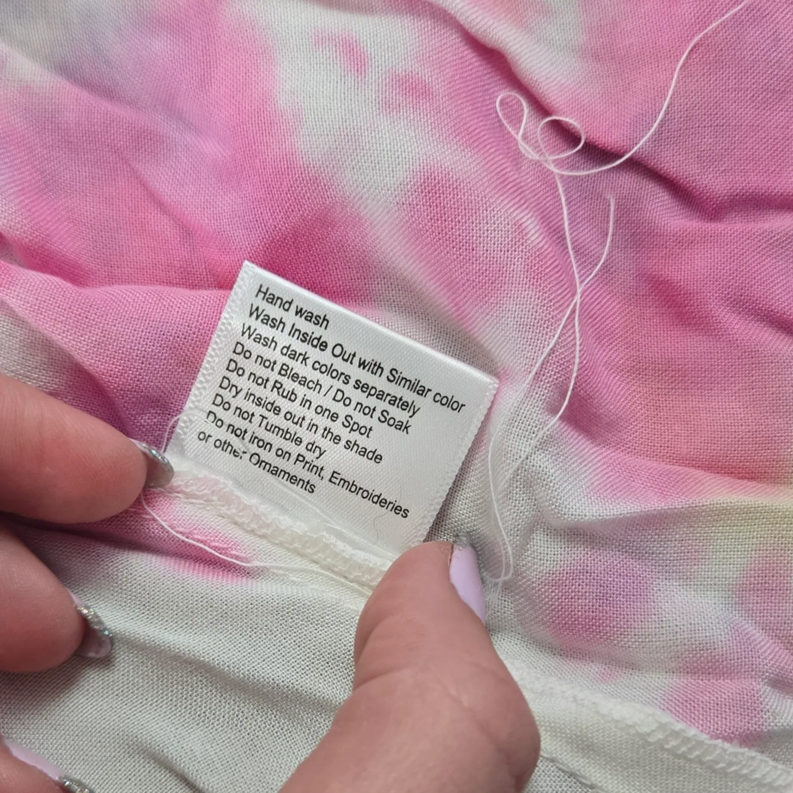 Pink White Tie Dye Smocked Off the Shoulder Area Stars Kaia Dress Size Large - Image 7