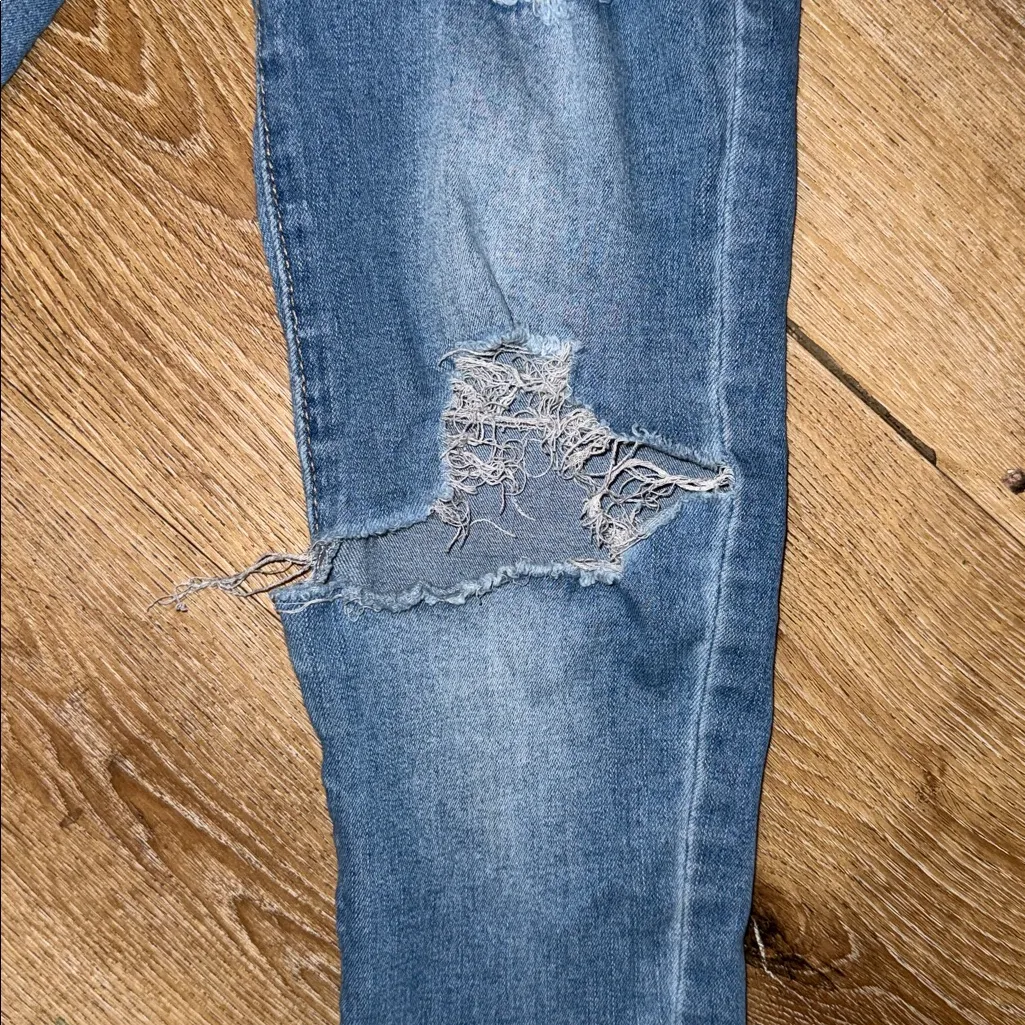 SHEIN High Rise Distressed Blue Jeans - Image 2