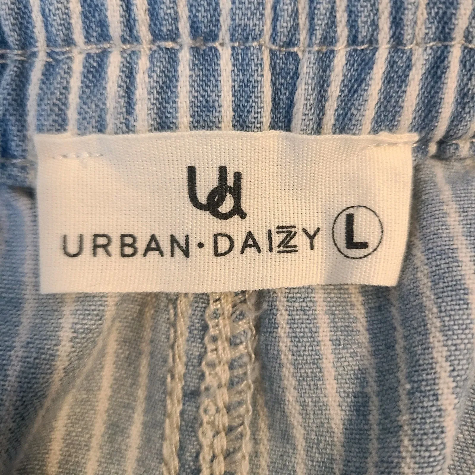 Urban Daizy Railroad Stripe Pull On Denim Pants Jeans Large Pockets Size L - Image 6
