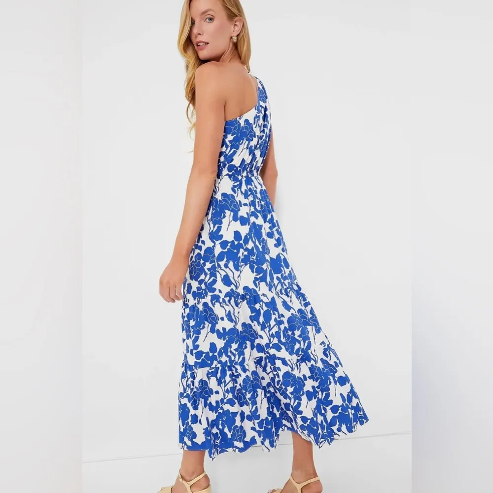 HYACINTH HOUSE Tuckernuck Blue Floral One Shoulder Sybil Maxi Dress Size Small - Image 2