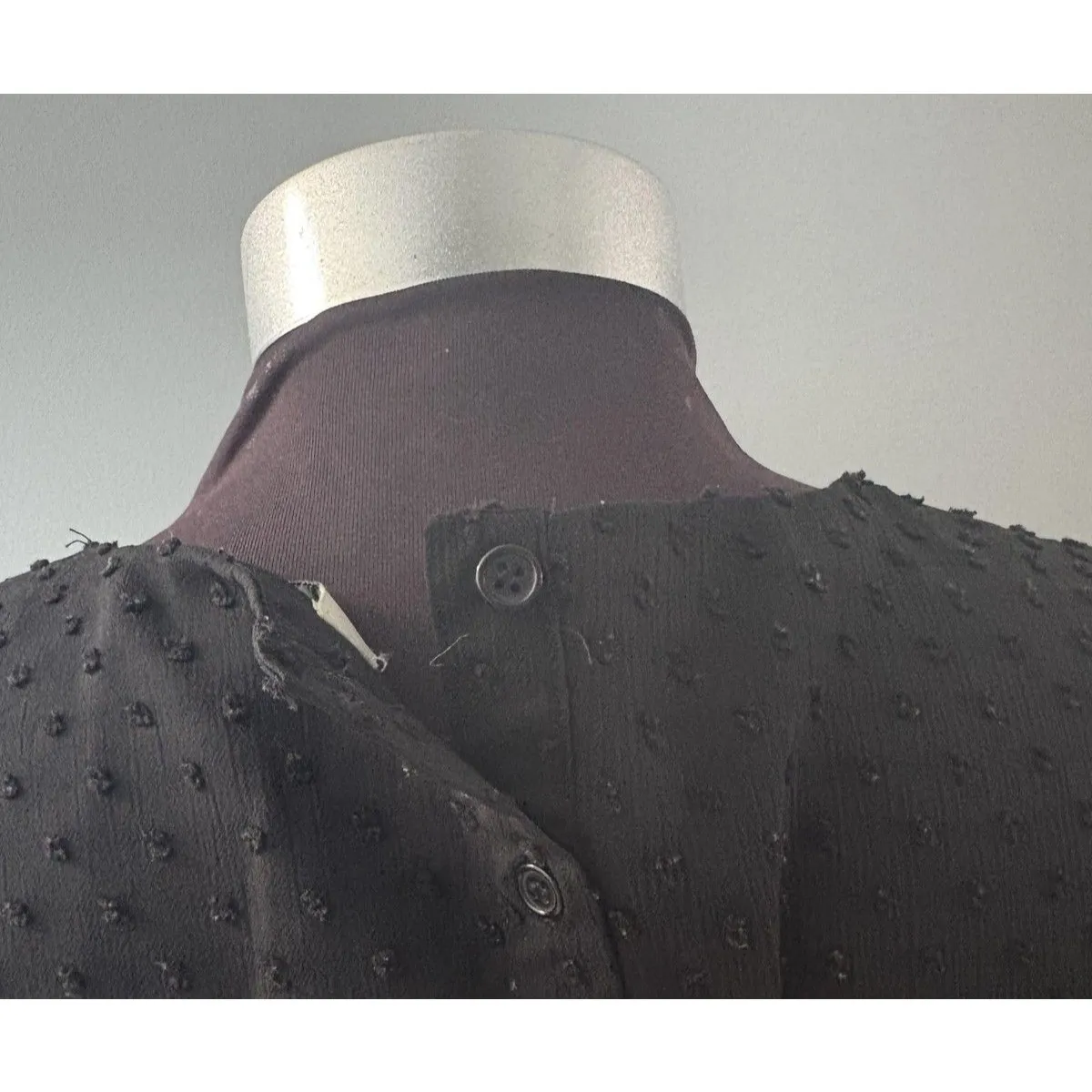 Tantrums Blouse Size Large Sleeveless Embroidered Floral Swiss Dot Boho Festival Black - Image 6