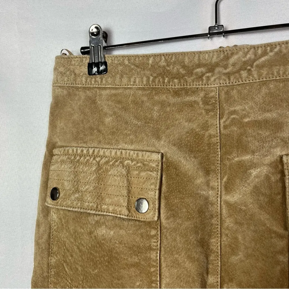 Mango Camel Brown Leather Retro Mini Skirt M - Image 3