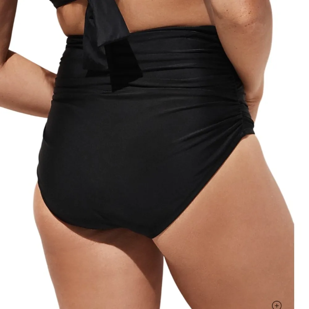 Ruched high-rise full-coverage bikini bottom Black Size 3X - Image 6