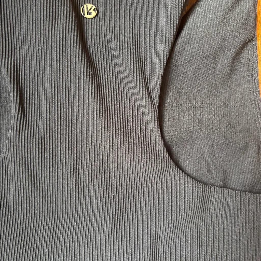 BuffBunny Henley Ribbed Crop Top Onyx Black Size Large Snap - Image 7