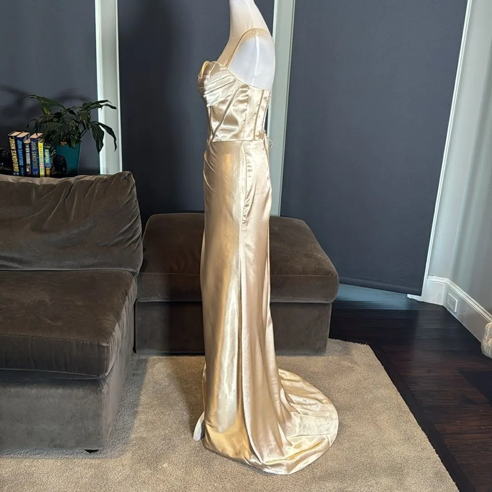 Women’s Full Length Prom Party Dress Criss Cross Straps Leg Slit Size 8 NEW - Image 7