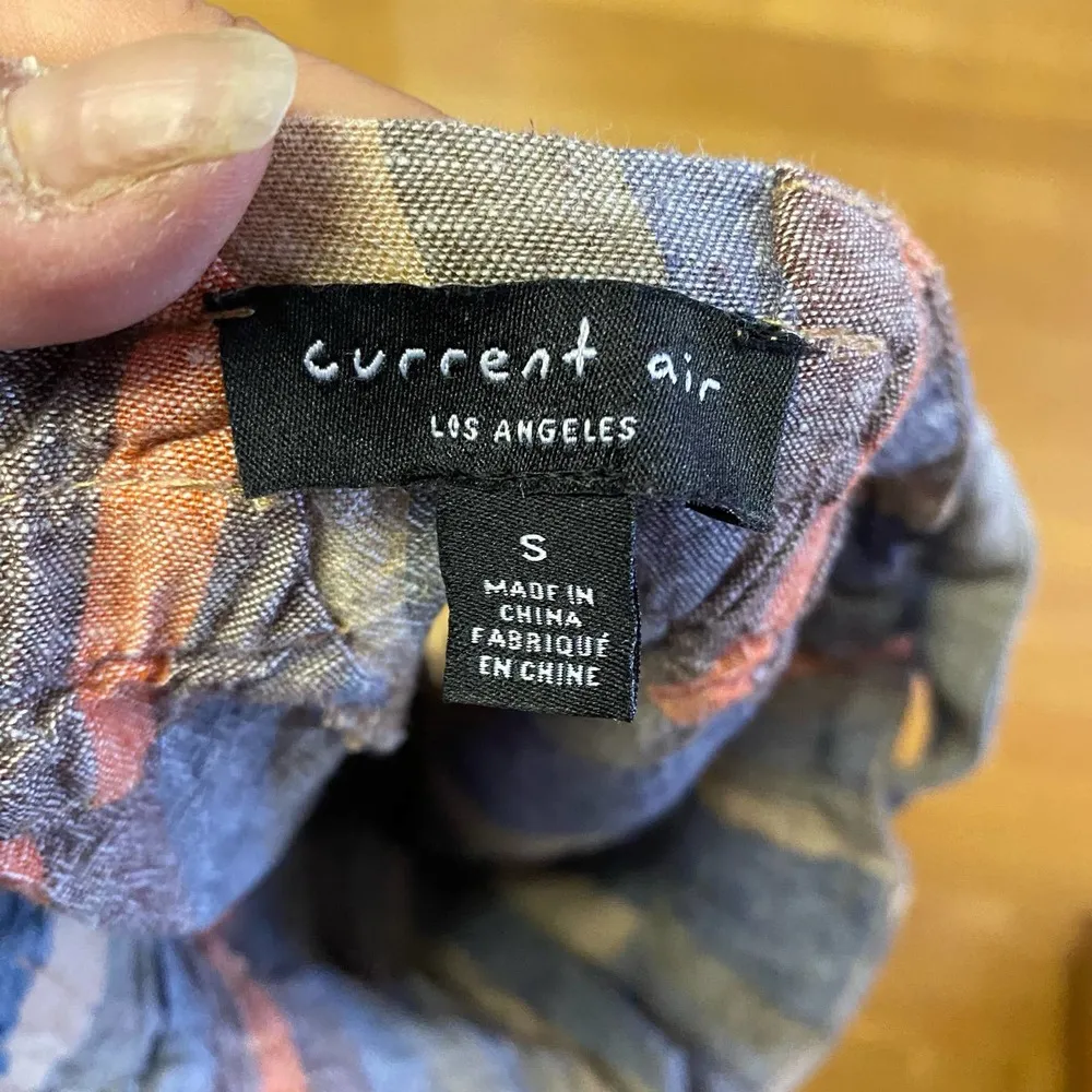 Current Air Coastal Linen Striped Granola Beach Vacation Preppy Shorts S - Image 4