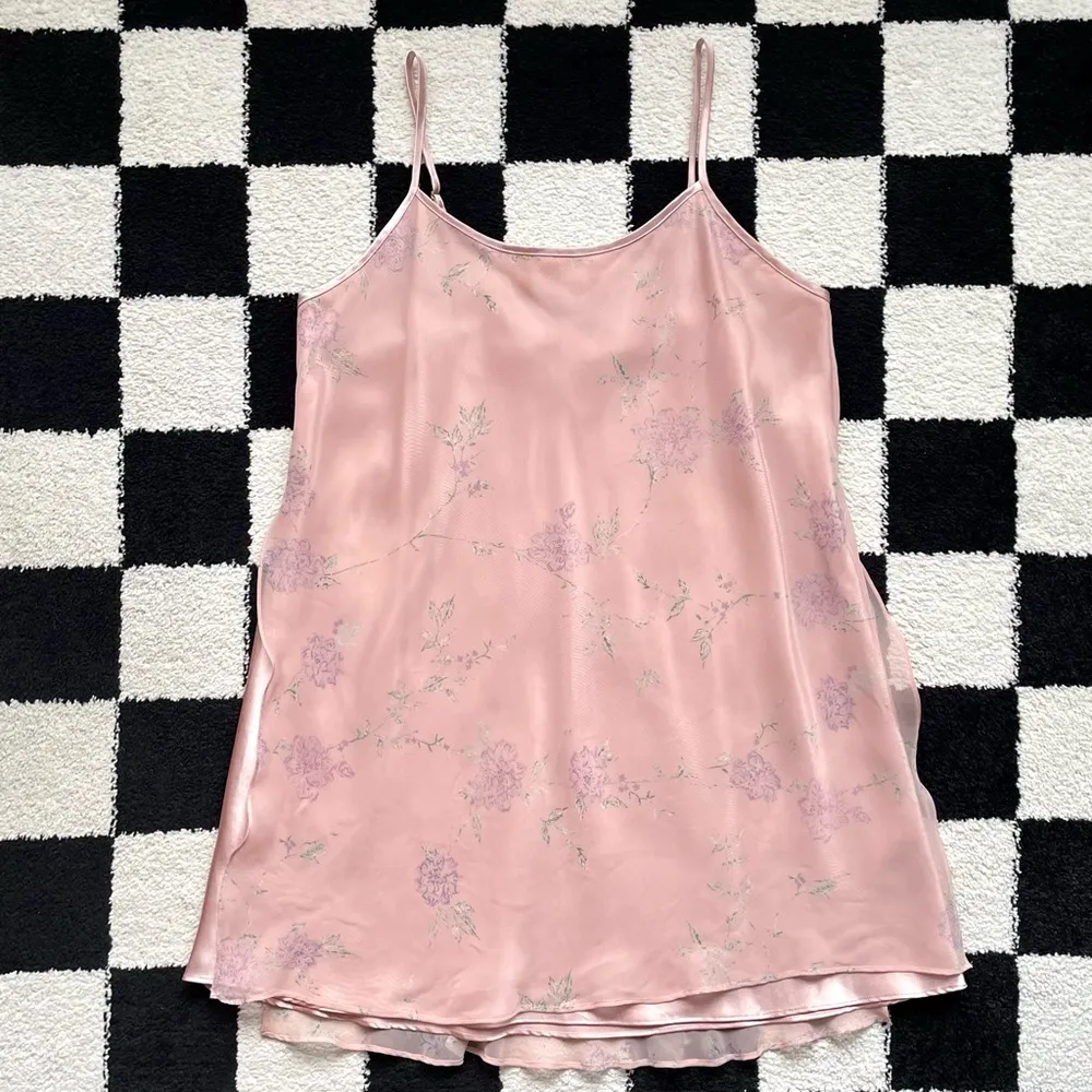 Vintage Pink Floral Layered Slip Dress - Image 2