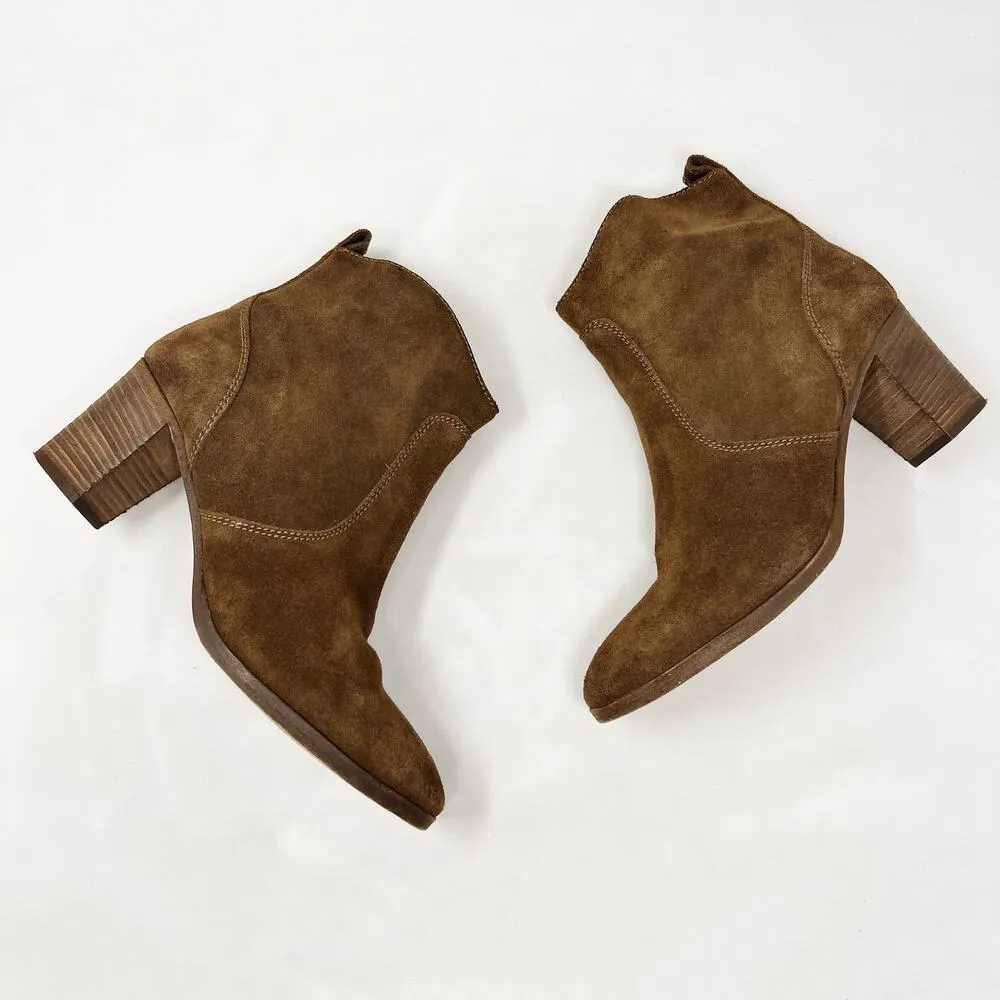 [J. Crew] Brown Nubuck Suede Leather Aggie Chunky Heel Ankle Boots Booties 9.5 - Image 6