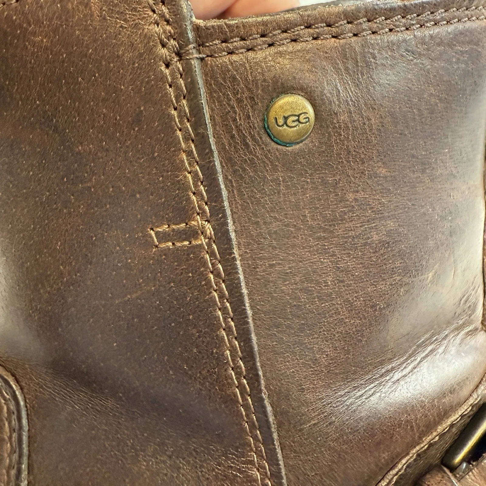 UGG Australia Orion Women's Brown Leather Womens Ankle Biker Moto Boots 8 - Image 11