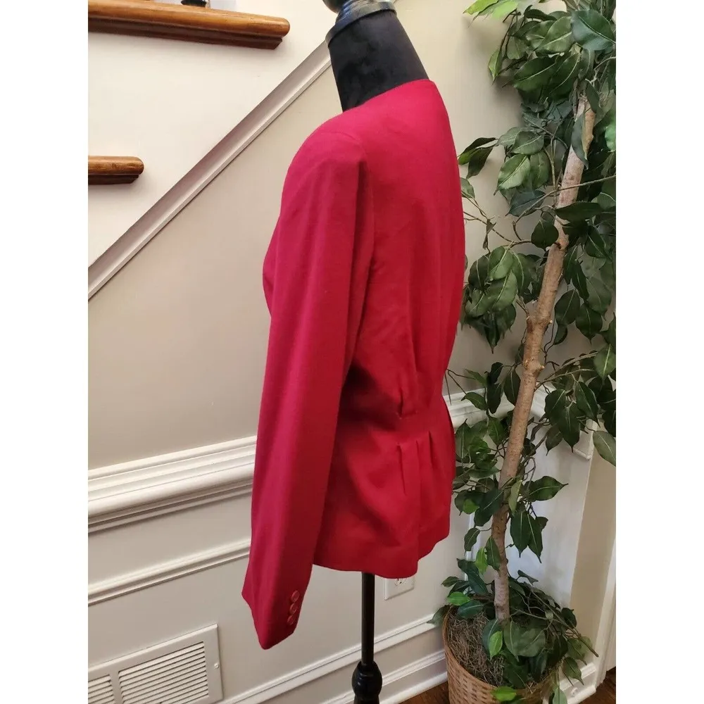 VTG Evan-Picone Women's Pink Polyester Long Sleeve Single Breasted Jacket Blazer - Image 6