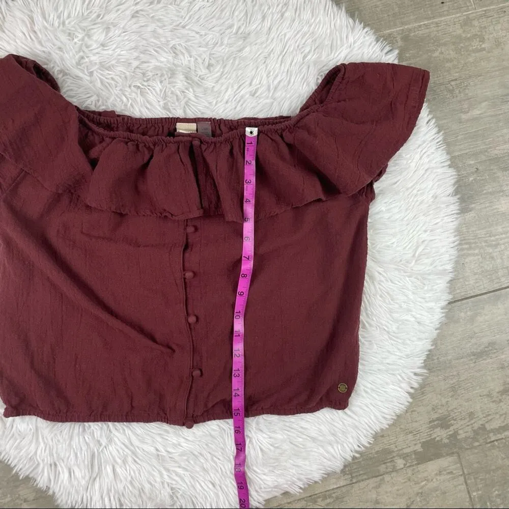 ROXY Off Shoulder Ruffle Neck Blouse  Size large - Image 6