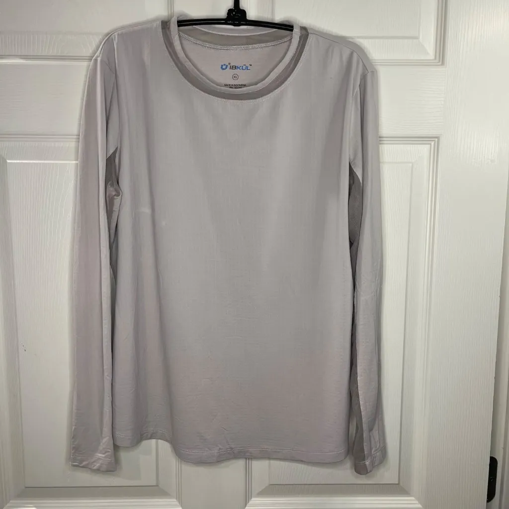 IBKÜL Long Sleeve Tee Women's Size XL Gray Textured UPF 50+ Athletic Dry Wicking - Image 2