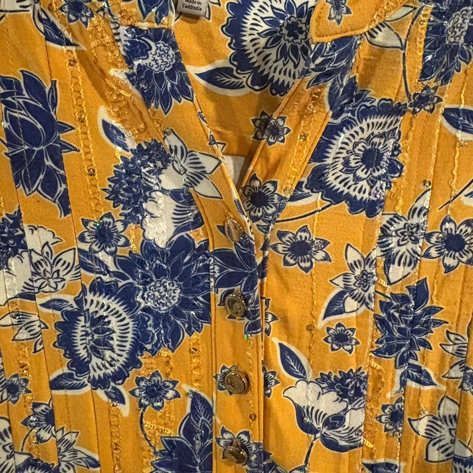 Kim rogers yellow and blue floral blouse - Image 6