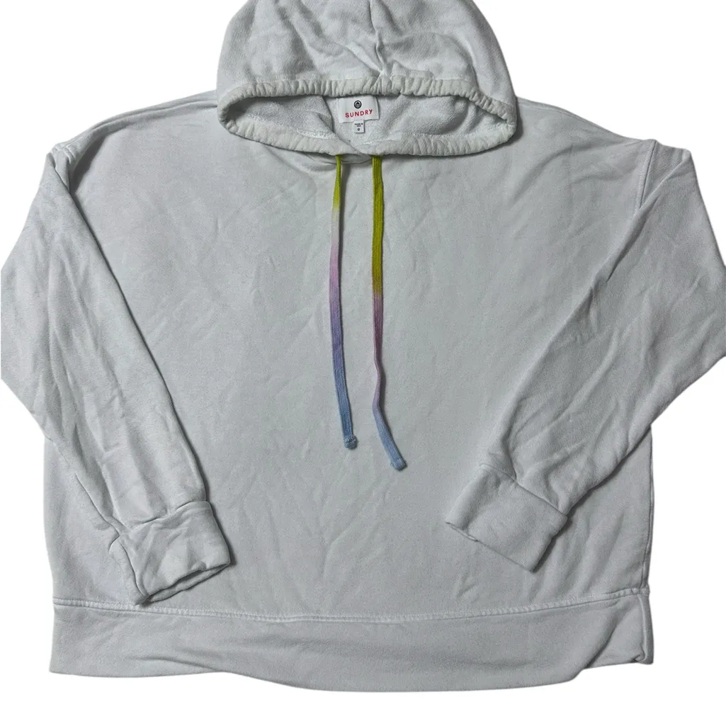Sundry  Basic Hooded Pullover Sweatshirt; colored strings; size 1 or small - Image 2