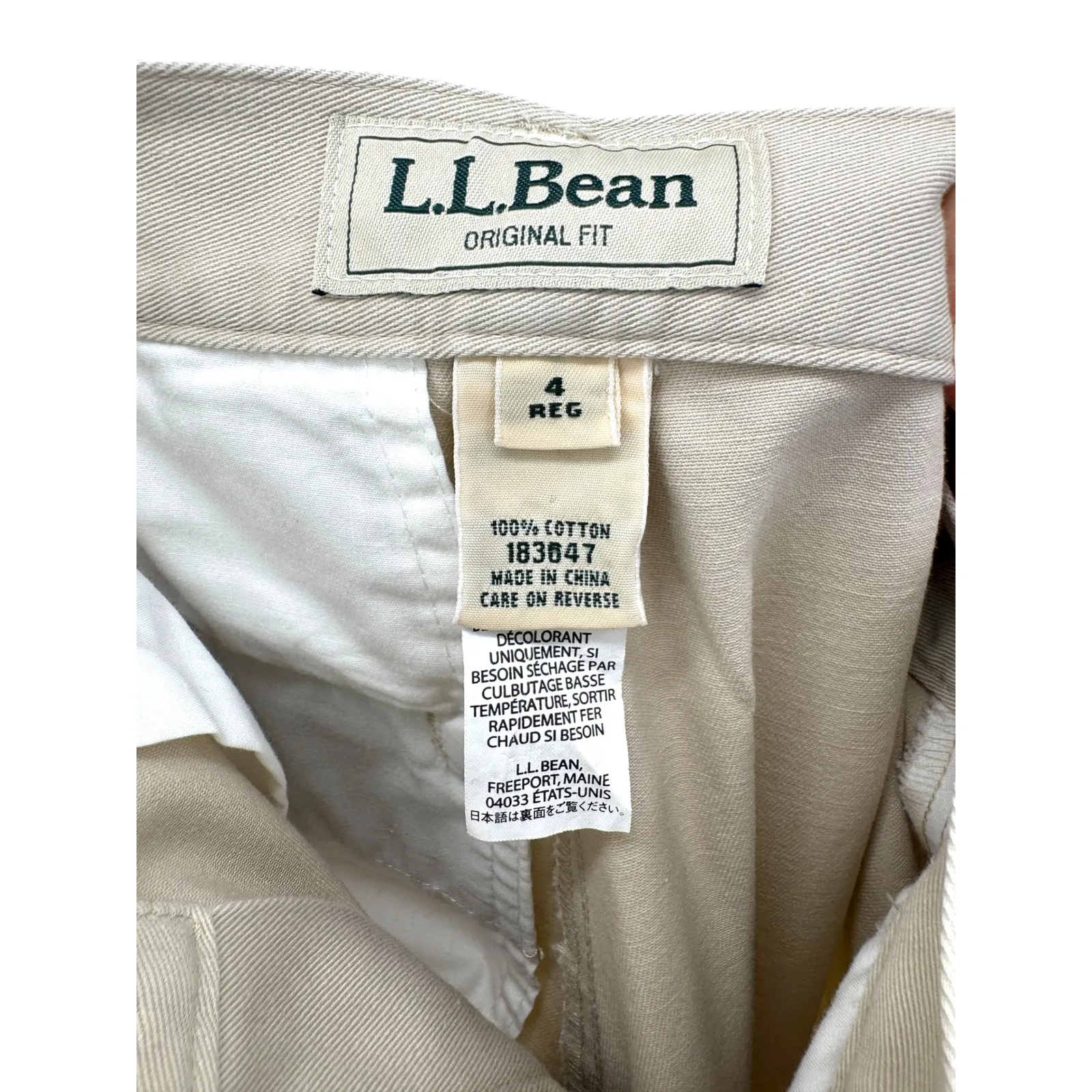 LL Bean Women's Size 4 Regular‎ Khaki Straight Leg Cotton Pants Original Fit Tan - Image 5