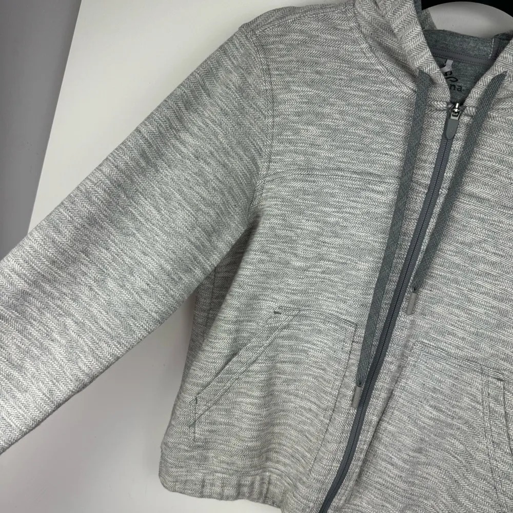 Prana Unity Zip Hoodie Jacket Sz Small Herringbone Knit Hooded Grey - Image 7