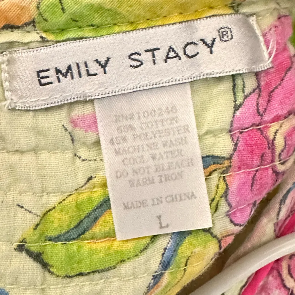 Emily Stacy Vintage Pearl Snap Floral House Dress Sz L Yellow Size L - Image 3