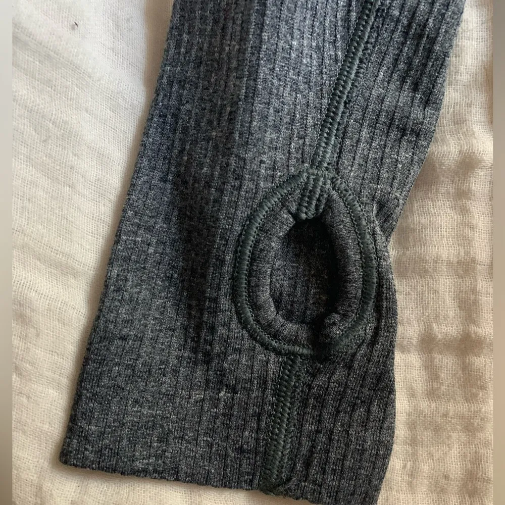 Lululelemon Gray Fitted Long Sleeve with Thumb Holes - Image 2