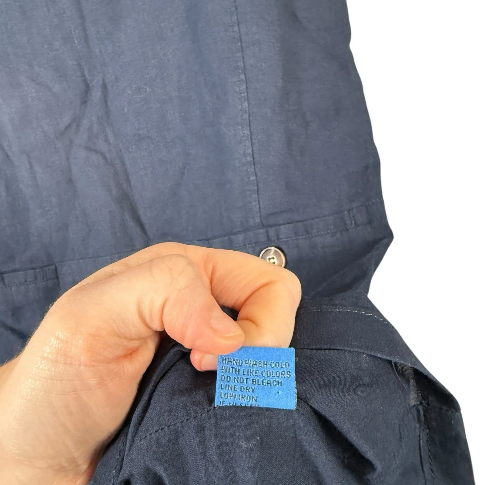 J McLaughlin Navy Blue Linen Dress Lagenlook Coastal Office Womens Medium - Image 5