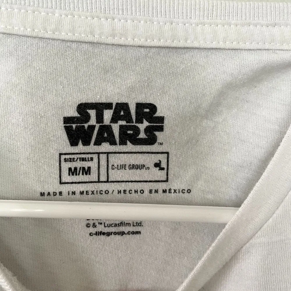 Star Wars white graphic tee t-shirt classic casual yoda cotton summer - Image 4