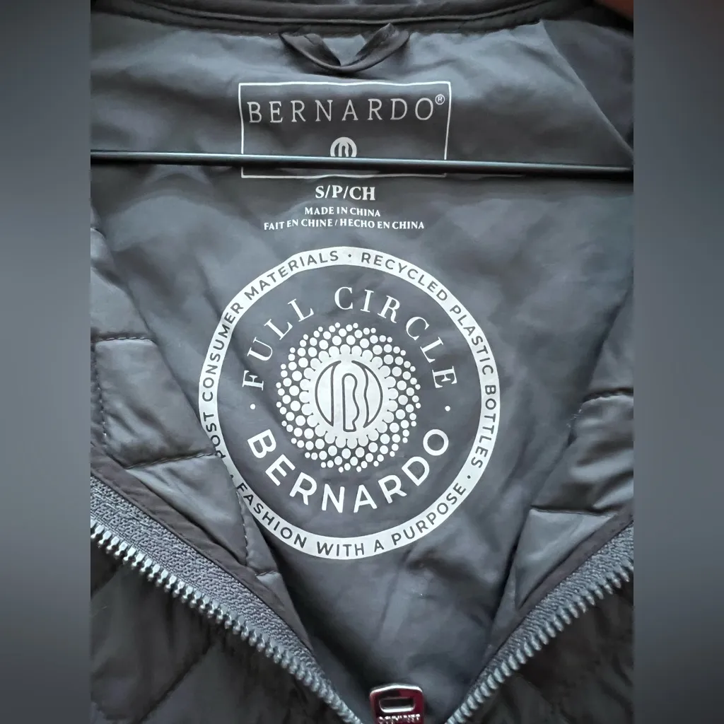 Bernardo grey quilted jacket long coat hooded lightweight oversized S - Image 3