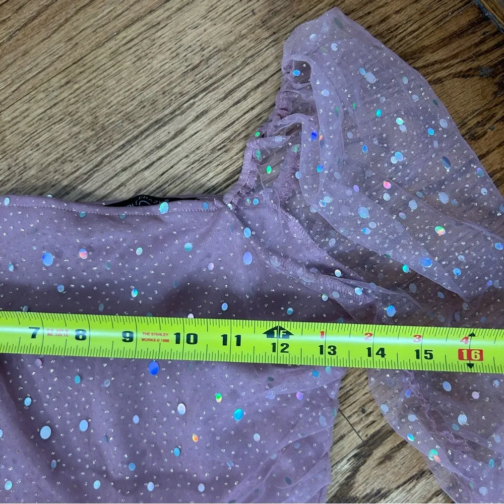 Double Crazy Square Neck Contrast Sequin Mesh Bodycon Dress Dusty Pink Size S - Image 12