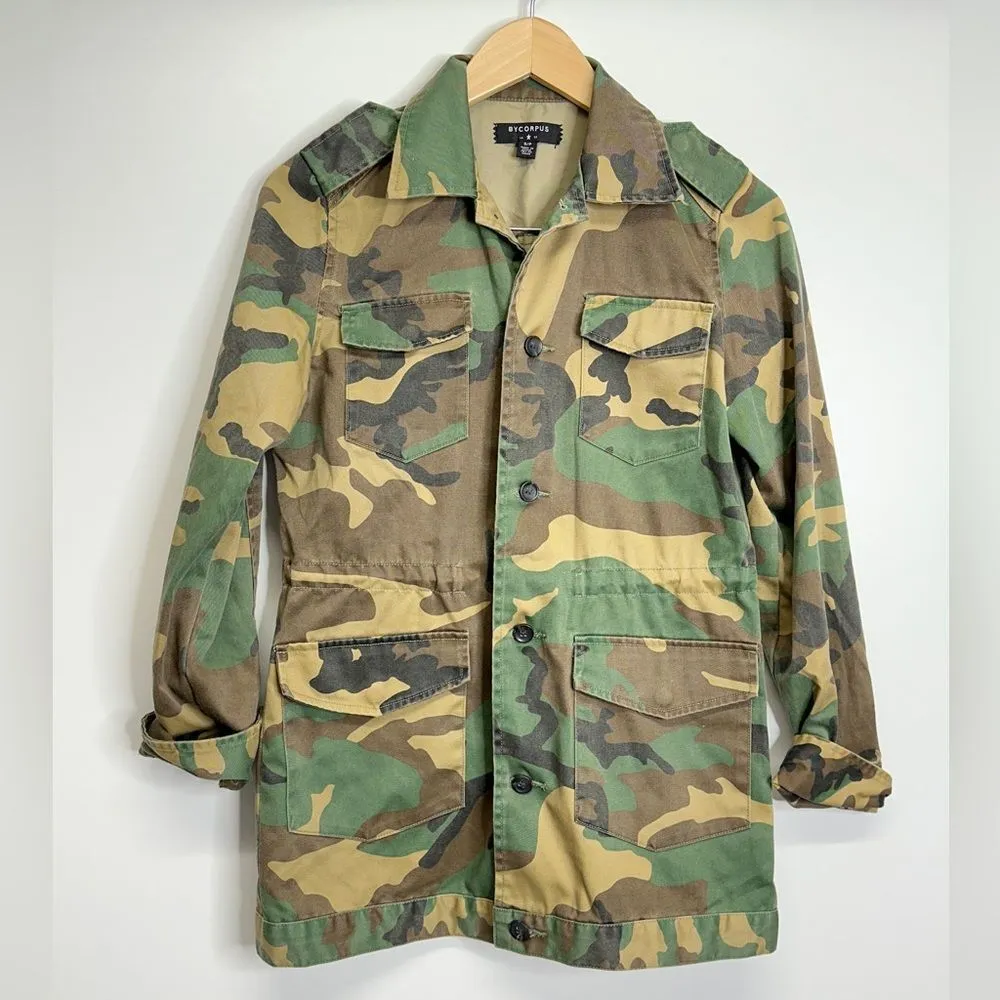 Bycorpus Jacket Camouflage Size Small Collared Military Buttoned Green - Image 2