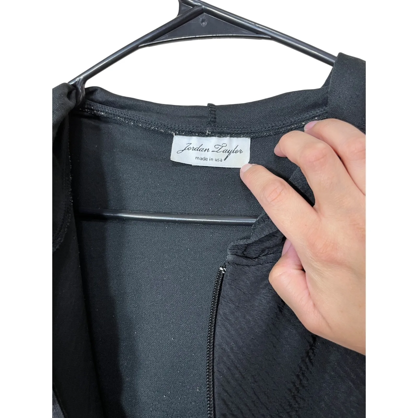 Jordan Taylor Y2K Black Hooded Sleeveless Midi Dress‎ - Zip Front - Made in USA - Image 6