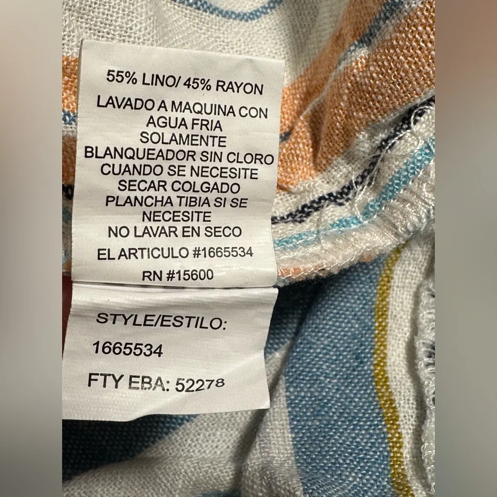 Briggs Linen‎ Blend Shorts Womens White Blue Orange Striped Summer Swim Size L Size L - Image 9