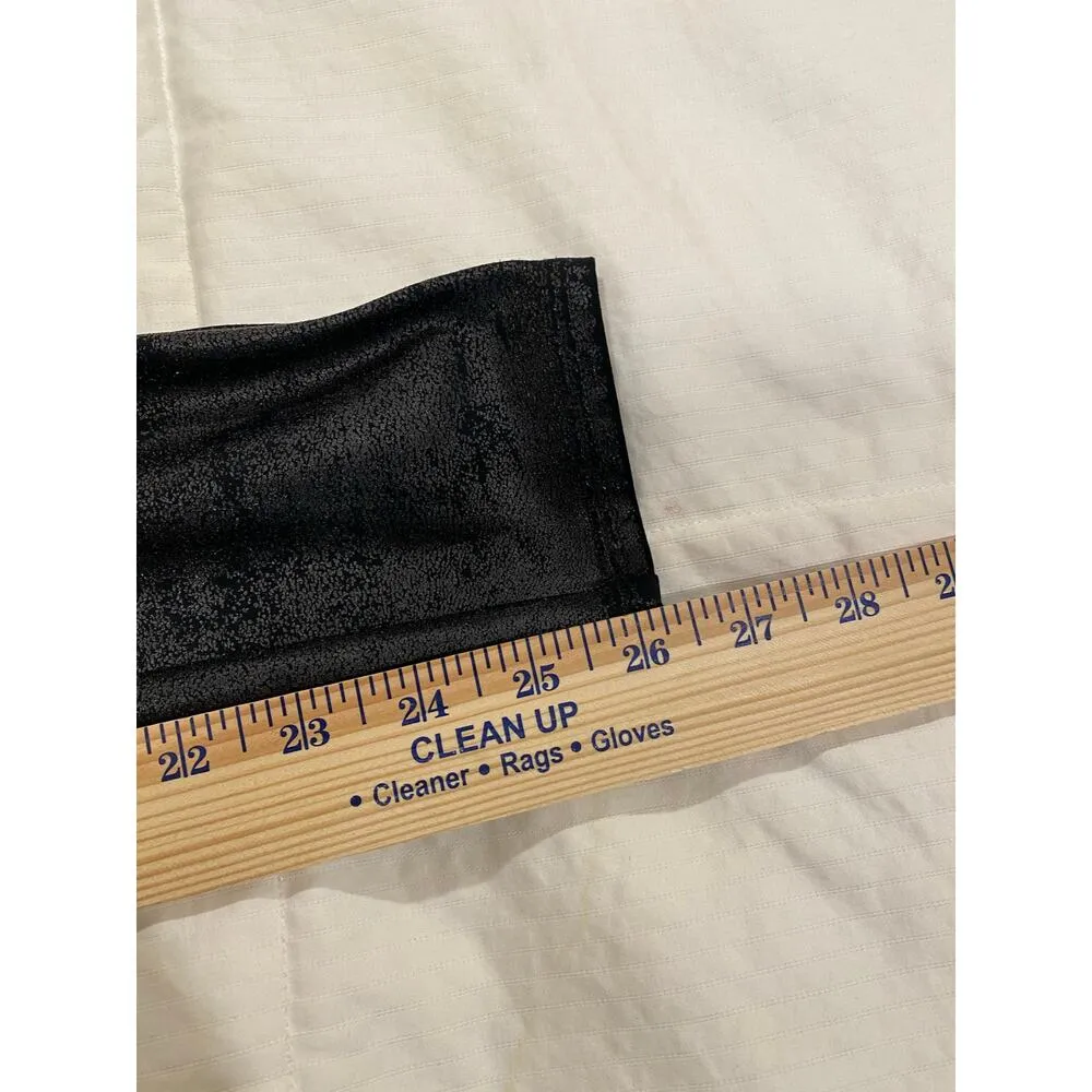 Spanx Black Shimmer Metallic Faux Leather Leggings Size XL - Image 11