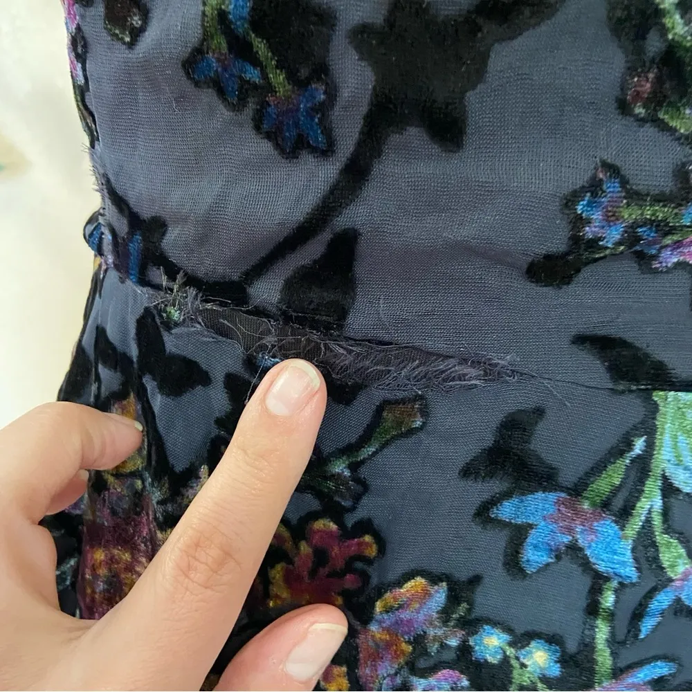 NWOT Lulus Moody Allure Black Floral Velvet Burnout Lace-Up Midi Dress - Image 10