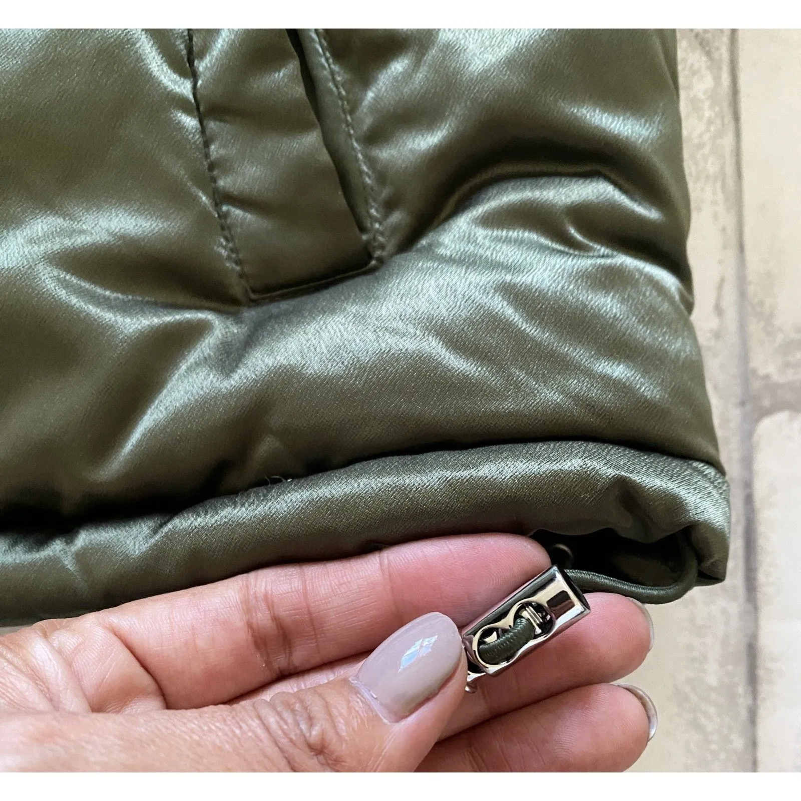 Seven For All Mankind Green Puffer Oversized Cropped Adjustable Waist Jacket L - Image 9