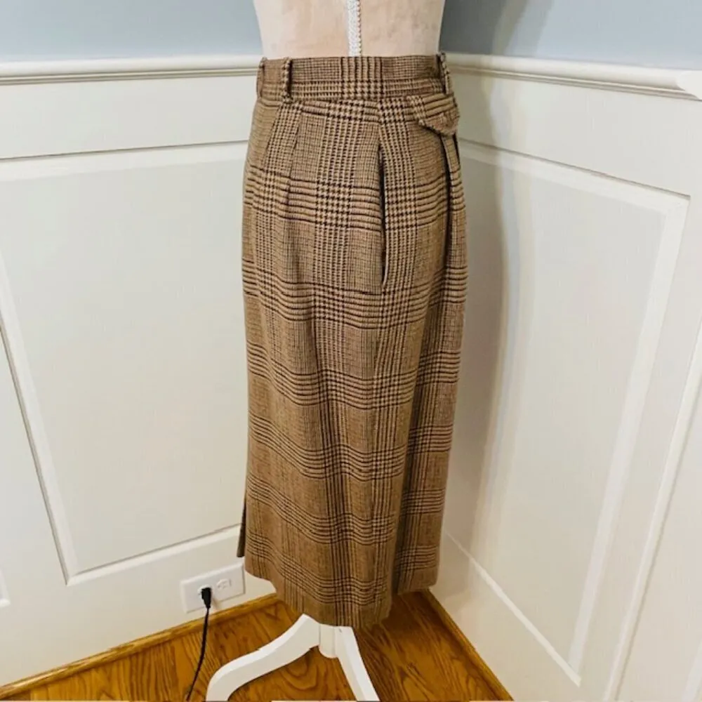 Vintage Talbots Plaid Houndstooth Lambswool Midi Skirt Small 4 - Image 6