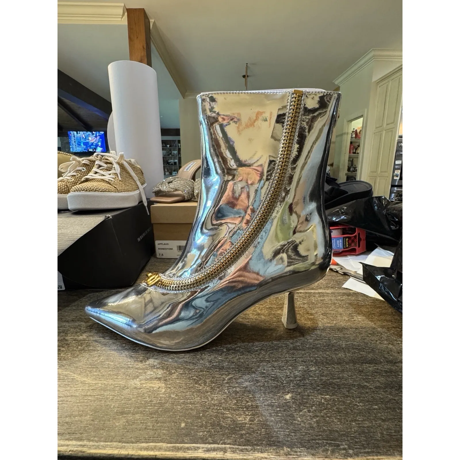 Sam Edelman Circus NY Women's Sia Ankle Boot Size 7.5 Retro Go-Go Shiny Metallic - Image 3