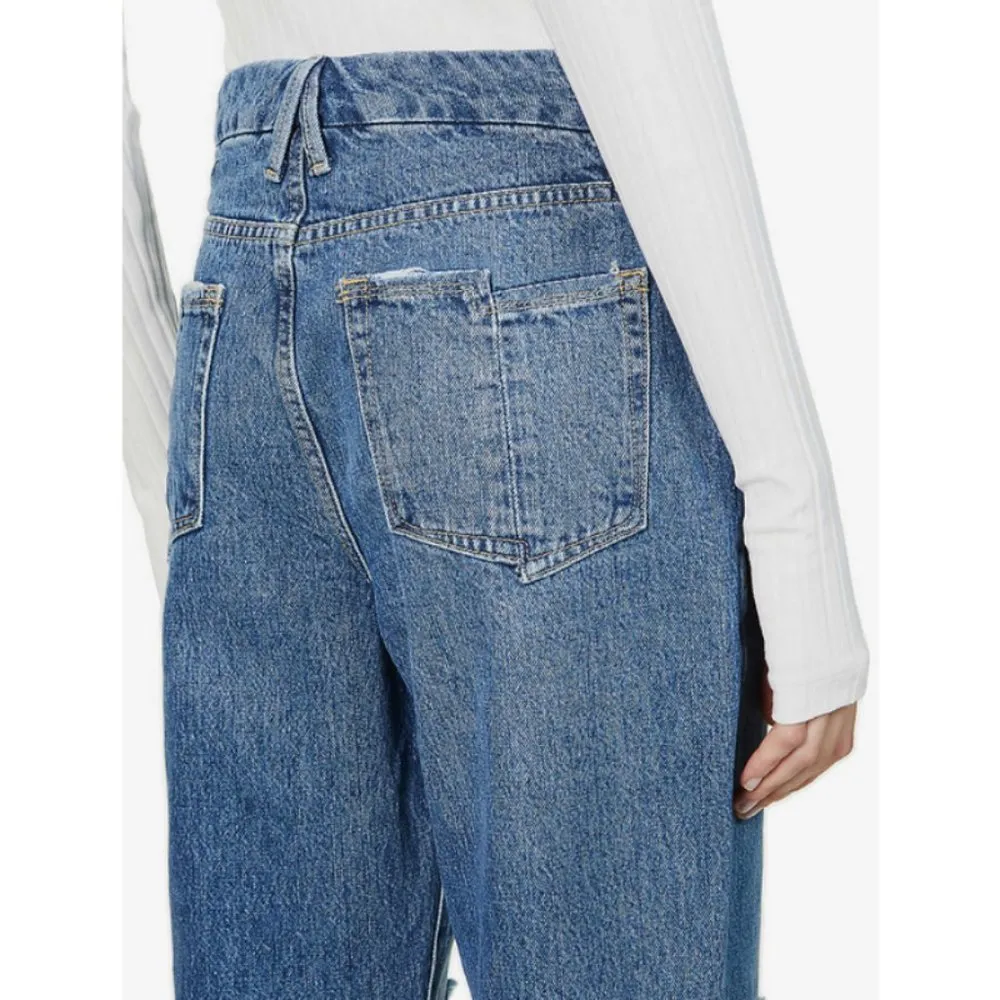 💕GOOD AMERICAN💕 Good Vintage Straight-Leg High-Rise Raw Hem Jeans 6/28 NWT - Image 6