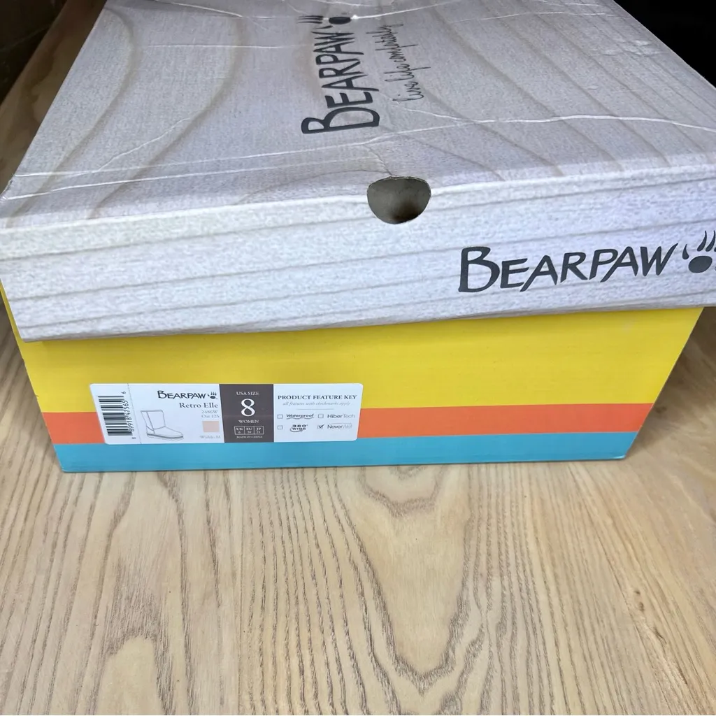 NEW BearPaw Retro Elle Oat Suede Leather Colorful Striped Platform Sole - Image 9
