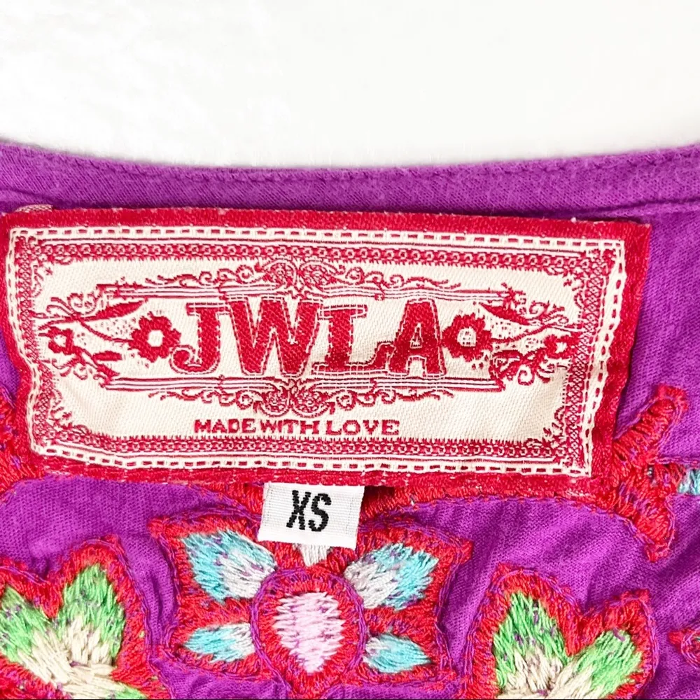 JOHNNY WAS Fuchsia Floral Embroidered Jersey Knit V-Neck Pockets Tunic Top XS - Image 4