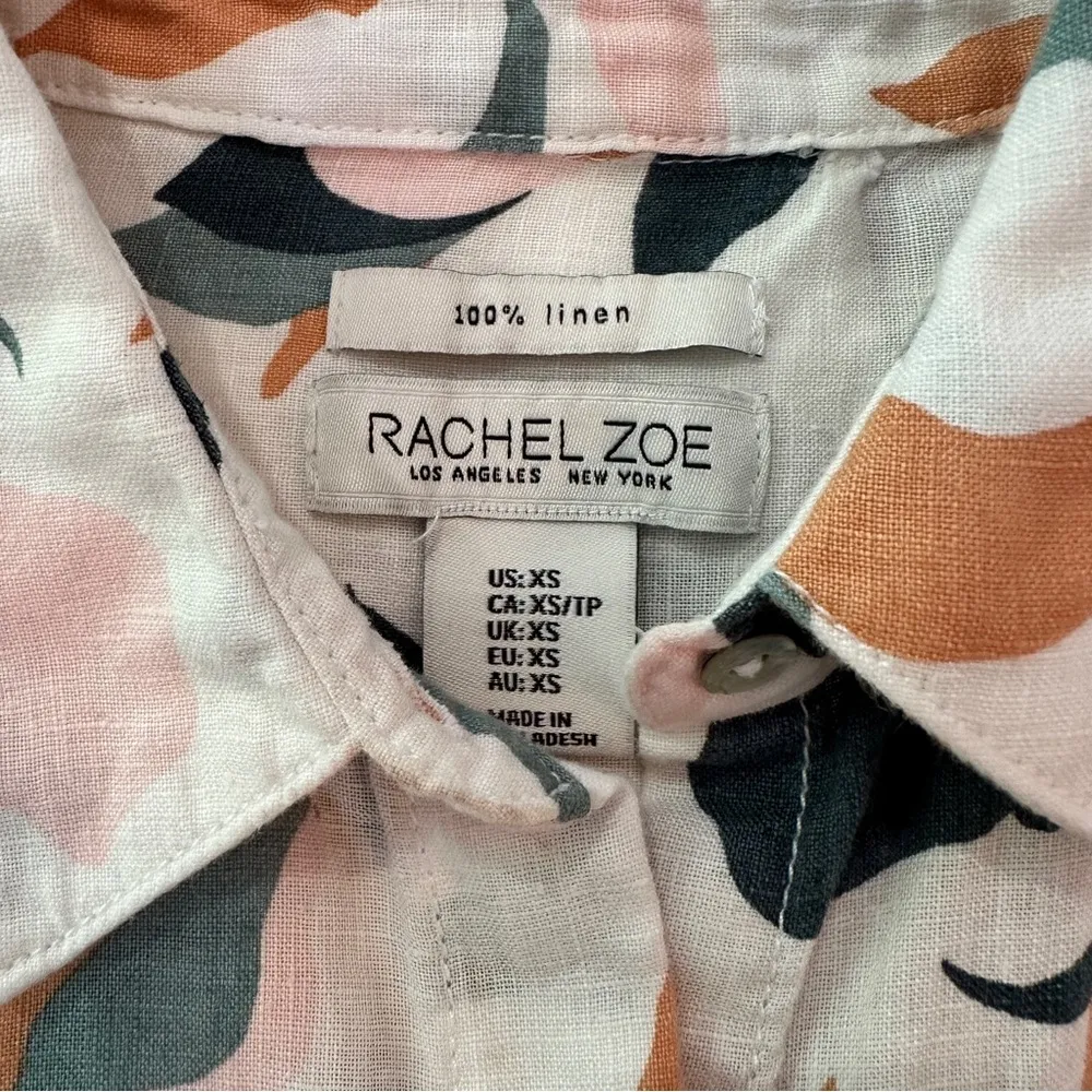 Rachel Zoe 100% Linen Shirt Dress – Abstract Floral XS - Image 10