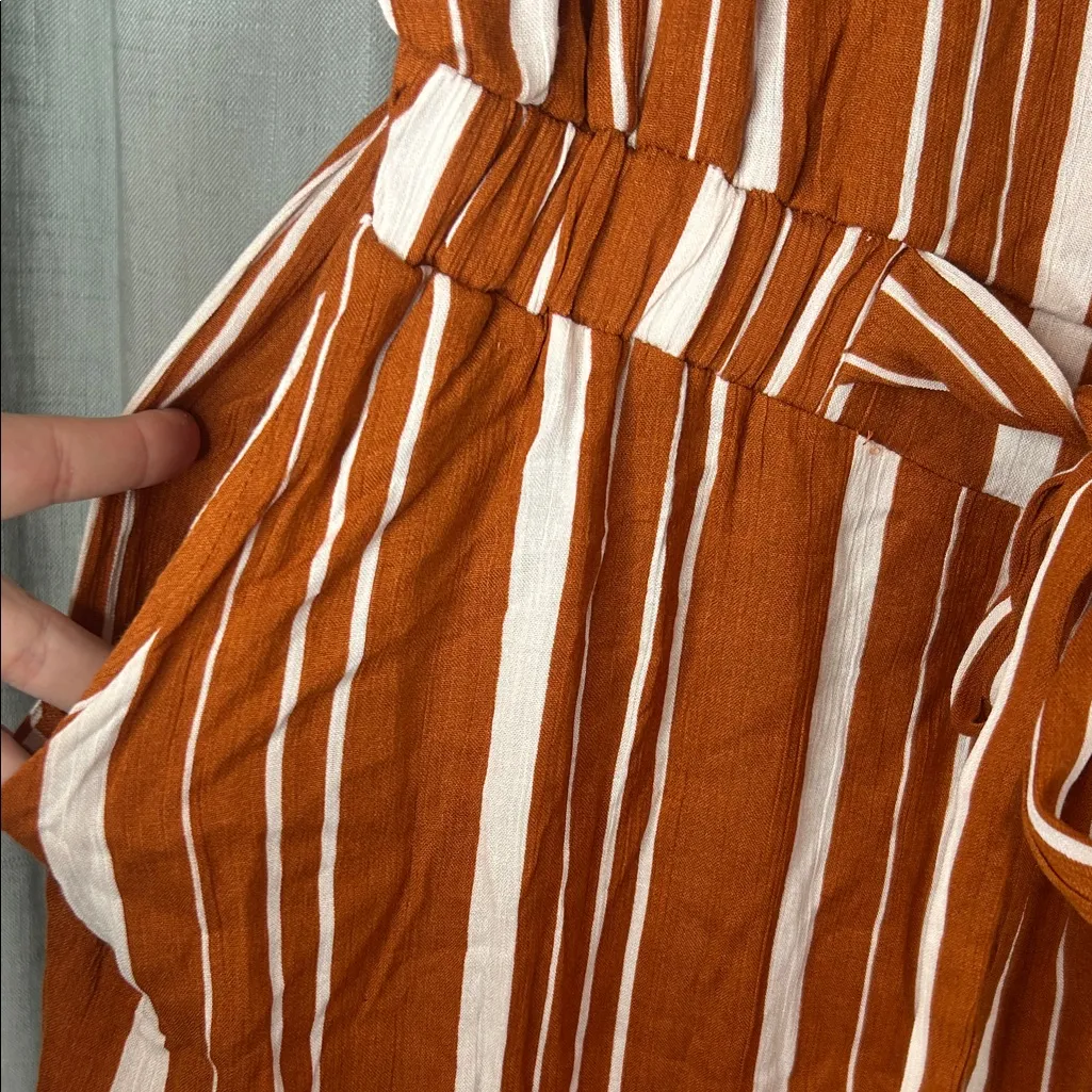 Derek Heart Rust and White Striped Jumpsuit - Image 5