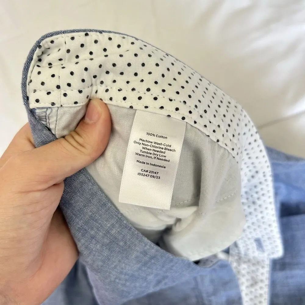 Talbots Perfect Crop Blue Chambray Chino Pants Womens 12 100% Cotton Office - Image 5