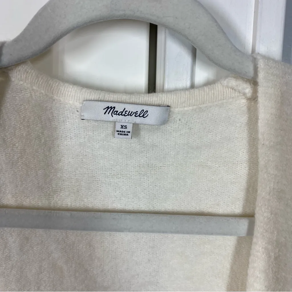 Madewell Cozy Walker Open Front Cardigan in Antique Cream size xs merino alpaca - Image 4