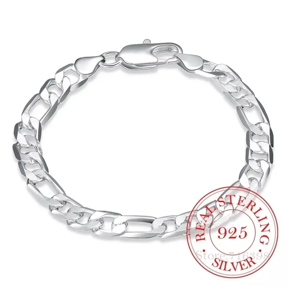 Figaro Chain Bracelet | 925 Sterling Silver‎ - Image 2