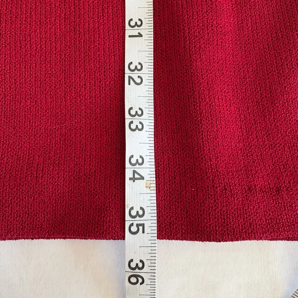 St. John Evening Dress sequin embellished mock neck Santana knit Size 6 red wool - Image 15