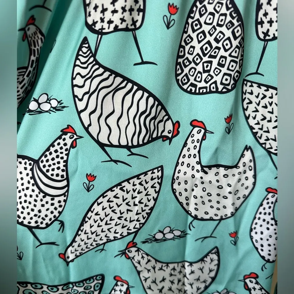 VGUC Averie Chicken Patterned Pajama Set Blue Size M - Image 7