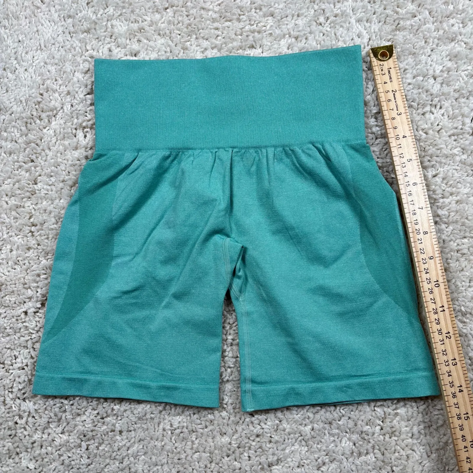 NVGTN Seamless High Waisted Biker Shorts Teal Green XS Workout Gym - Image 2