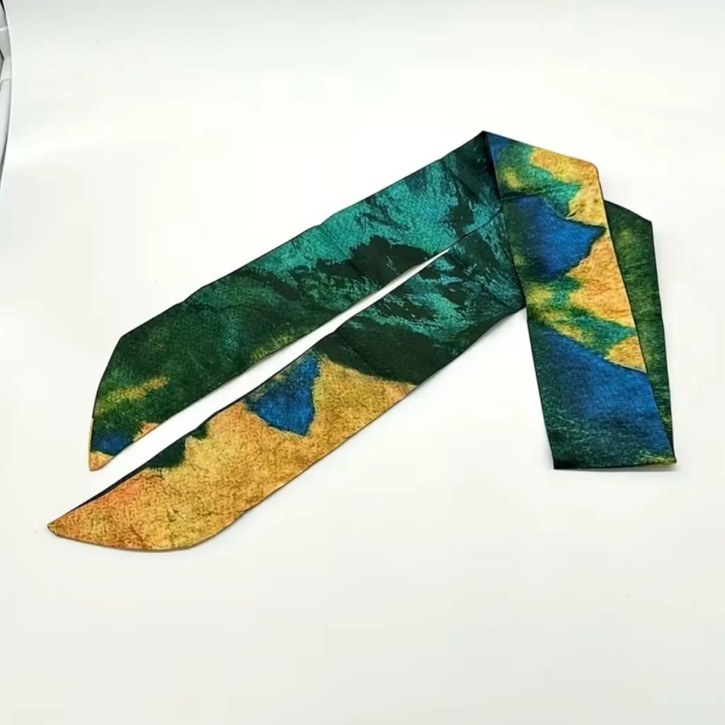 Set of 4 Abstract Oil Painting Art Print Twilly Scarves Silk Twillies Red - Image 6