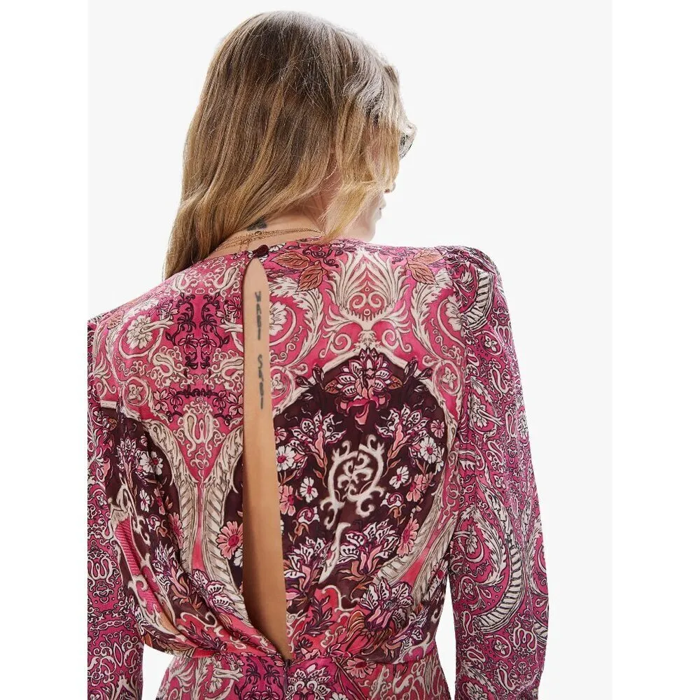 💕MARIA CHER💕 Rosario Short Dress ~ 100% Silk Besalu Pink Large L NWT - Image 4