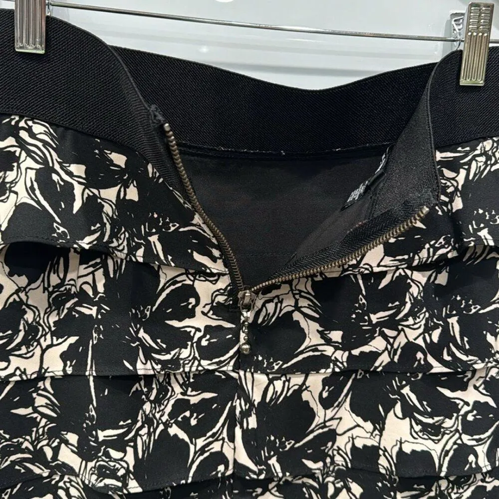 Alfani Womens Petite Black White Elastic Pleated Ruffle Straight Pencil Skirt 4P - Image 5