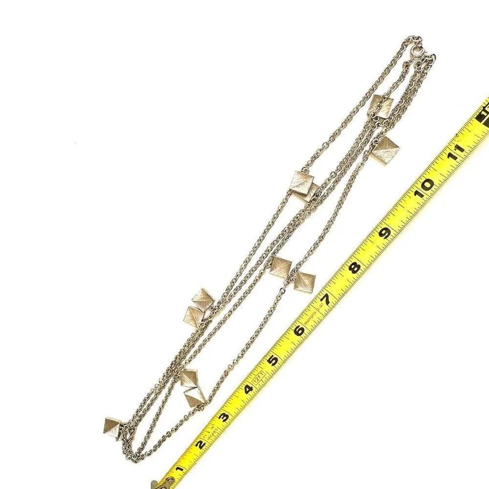 Vintage Silver tone MONET Long Necklace with squares - Image 6